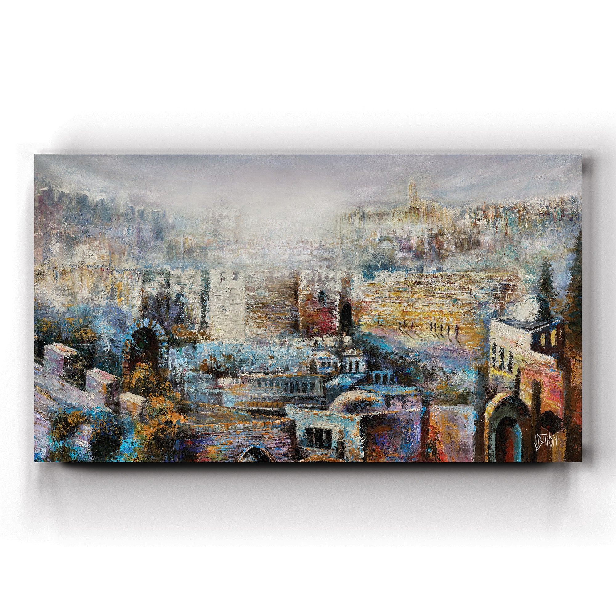 Moriah - Jerusalem - Abstract Landscape by Yossi Biton, a captivating painting depicting the spiritual essence and historical depth of Jerusalem in an abstract style.
