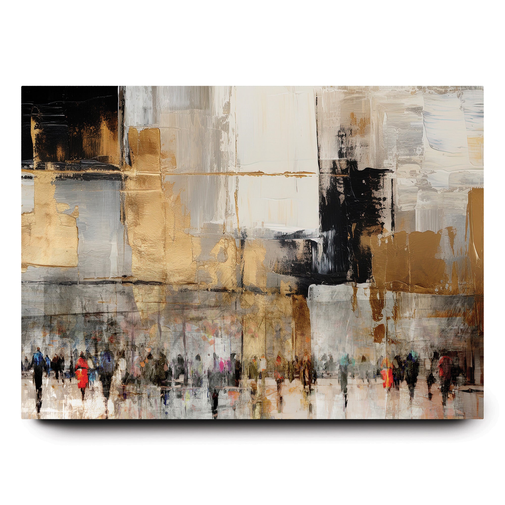 Western Wall abstract art by Avigdor Ben-Ari, depicting a crowd walking, blending modern design with Jewish heritage. Perfect for homes and synagogues.