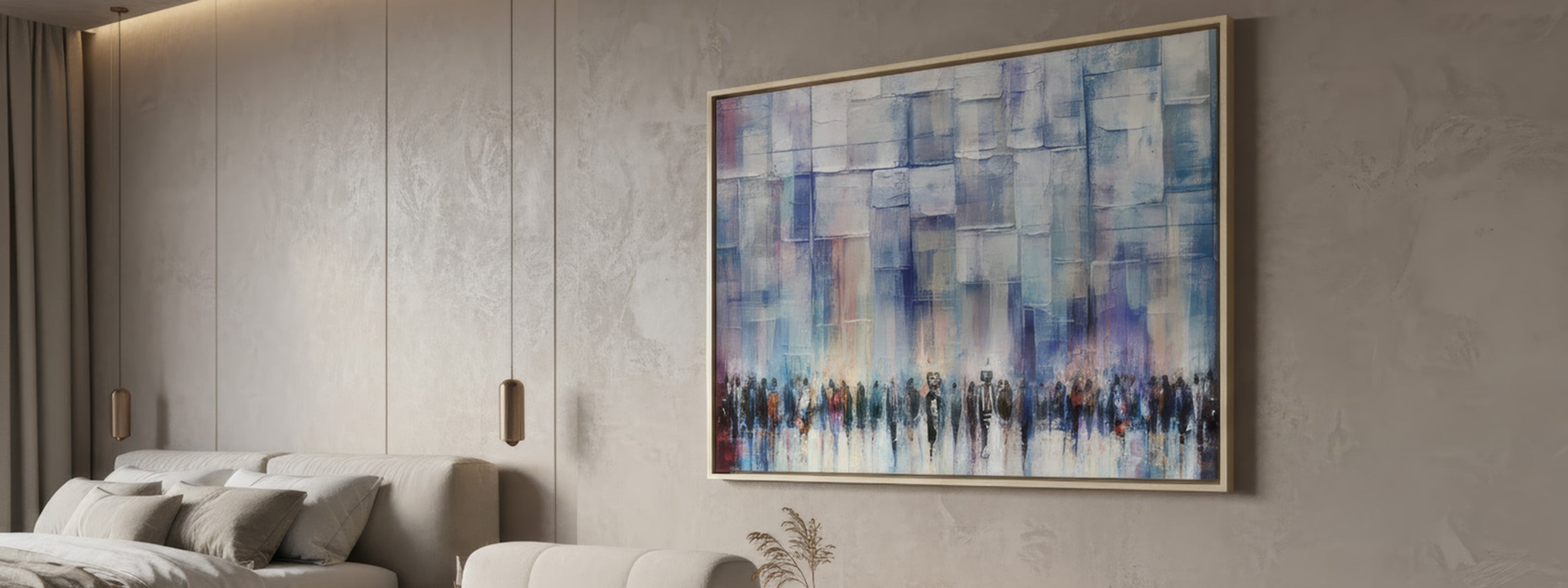 Abstract painting of the Western Wall by Avigdor Ben Ari depicting spiritual presence and collective prayer