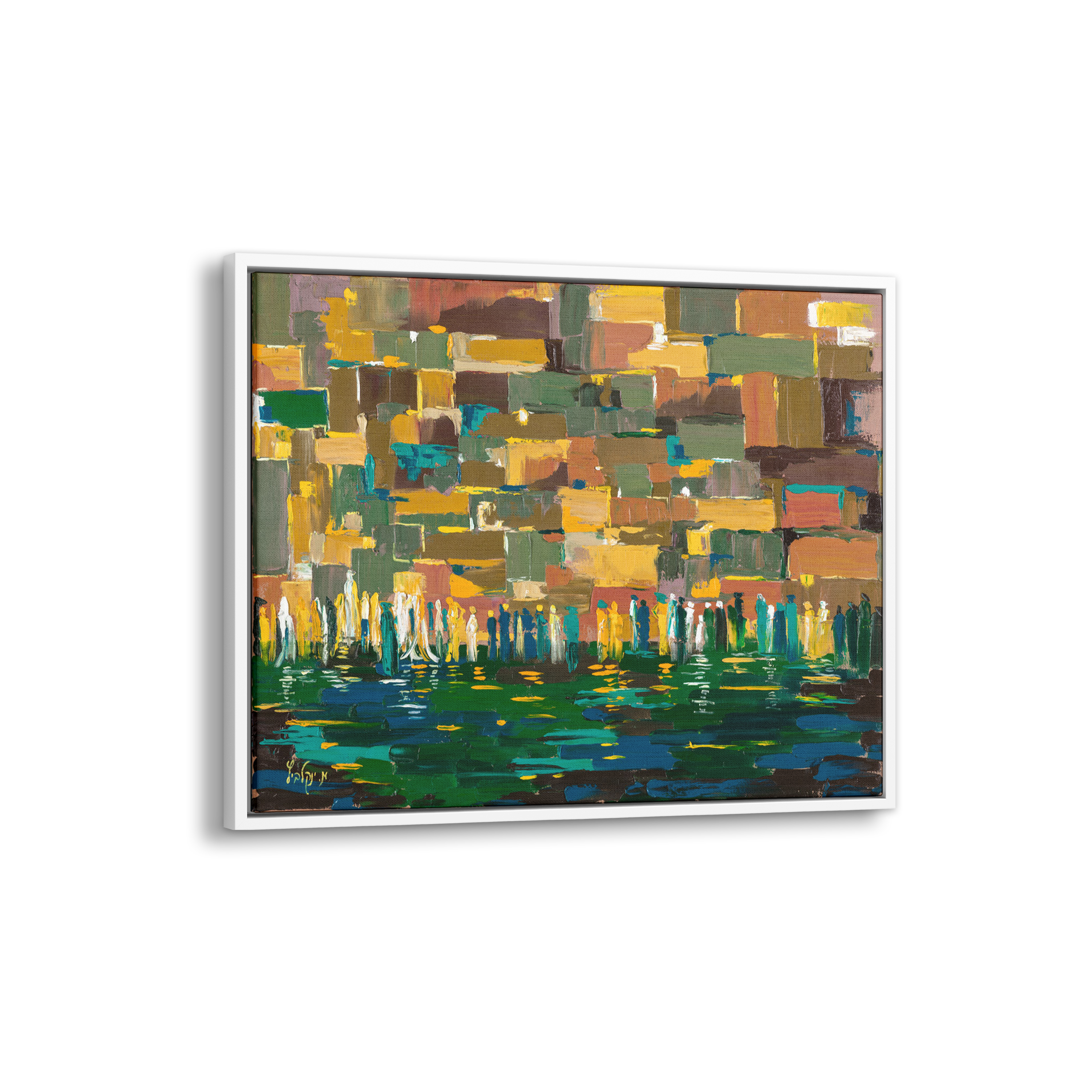 Western Wall Abstract in Browns - 35x35 Judaica Art Canvas, depicting the Kotel in an expressive, modern style with a focus on texture and historical essence.