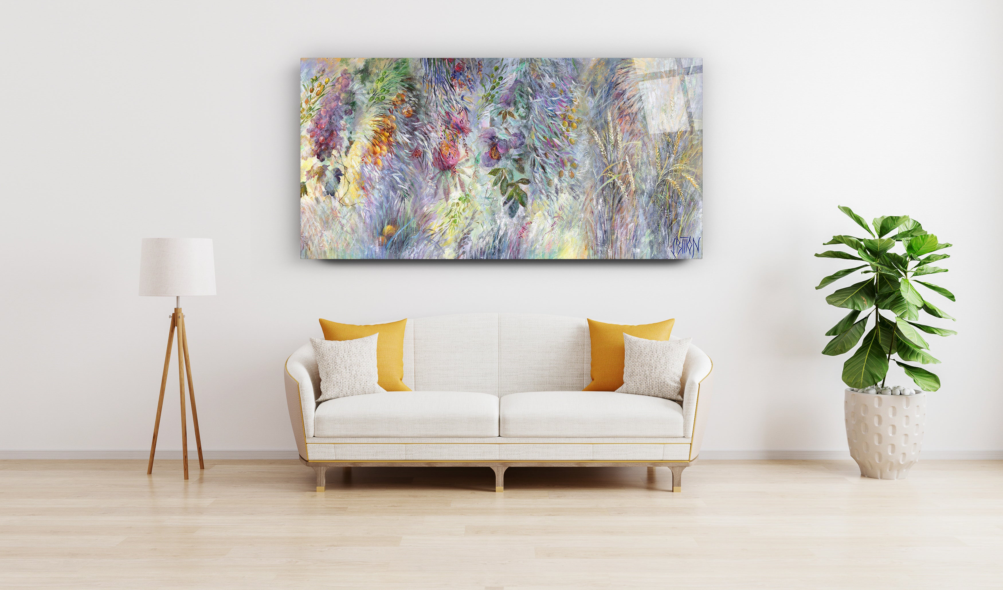 Colorful Seven Species of Israel - Modern Jewish Art Print by Yossi Bitton