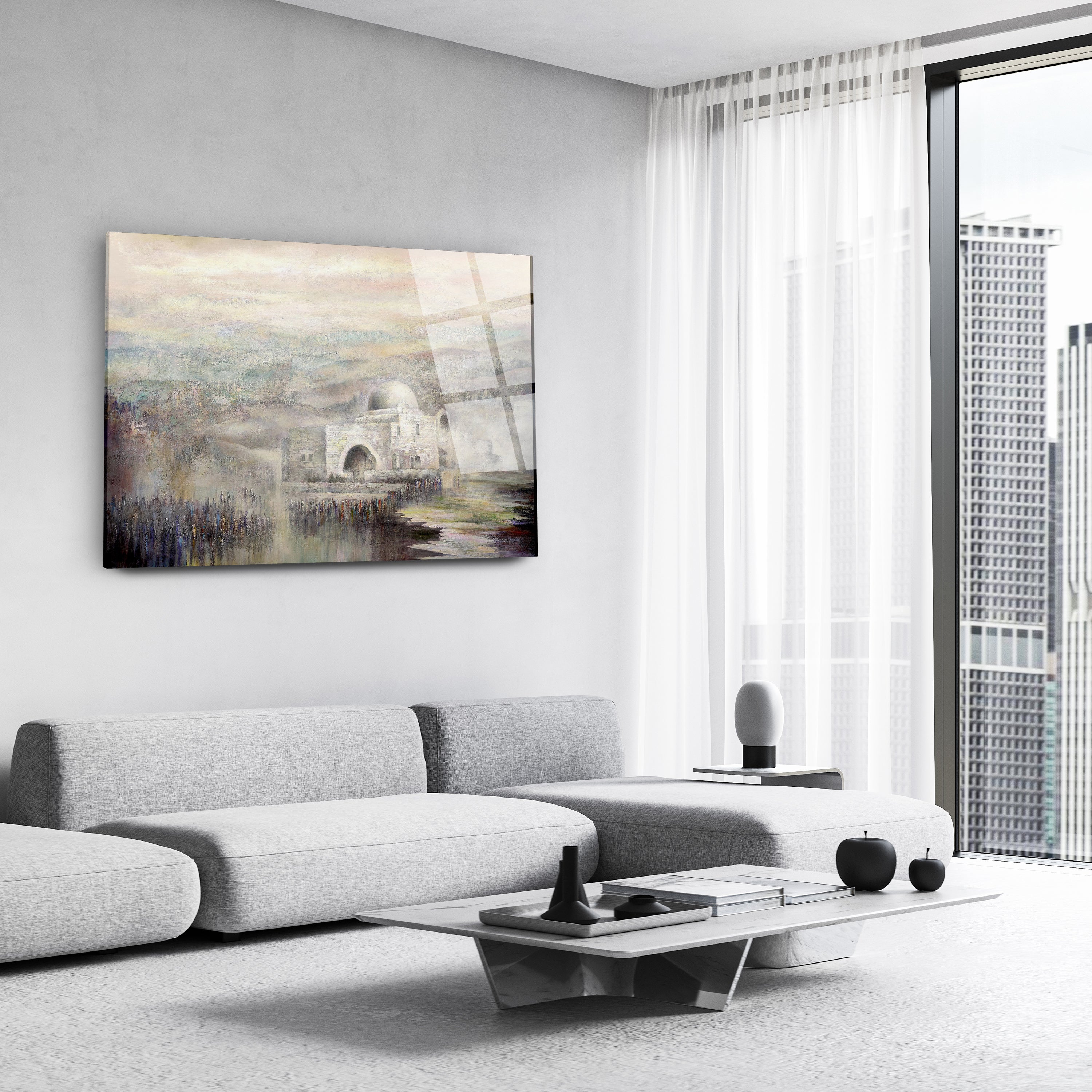 Rachel Tomb - Black and White Jewish Art Print by Yossi Bitton, elegantly depicting Israel's sacred site with a modern, monochromatic style. Ideal for Jewish heritage decor.