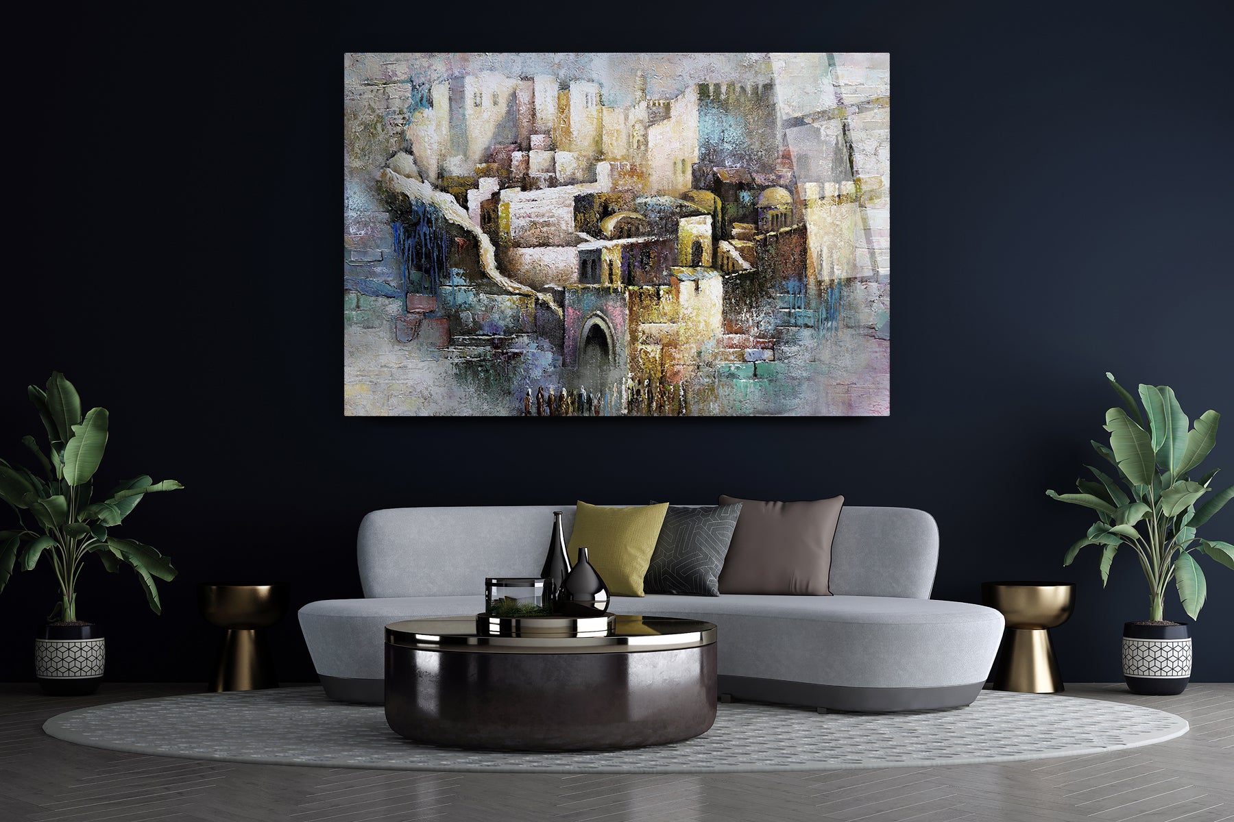 Jerusalem the Old City - Traditional Jewish Art Print by Yossi Bitton, depicting Jerusalem's historic architecture, ideal for enhancing Jewish-themed decor in homes or offices.