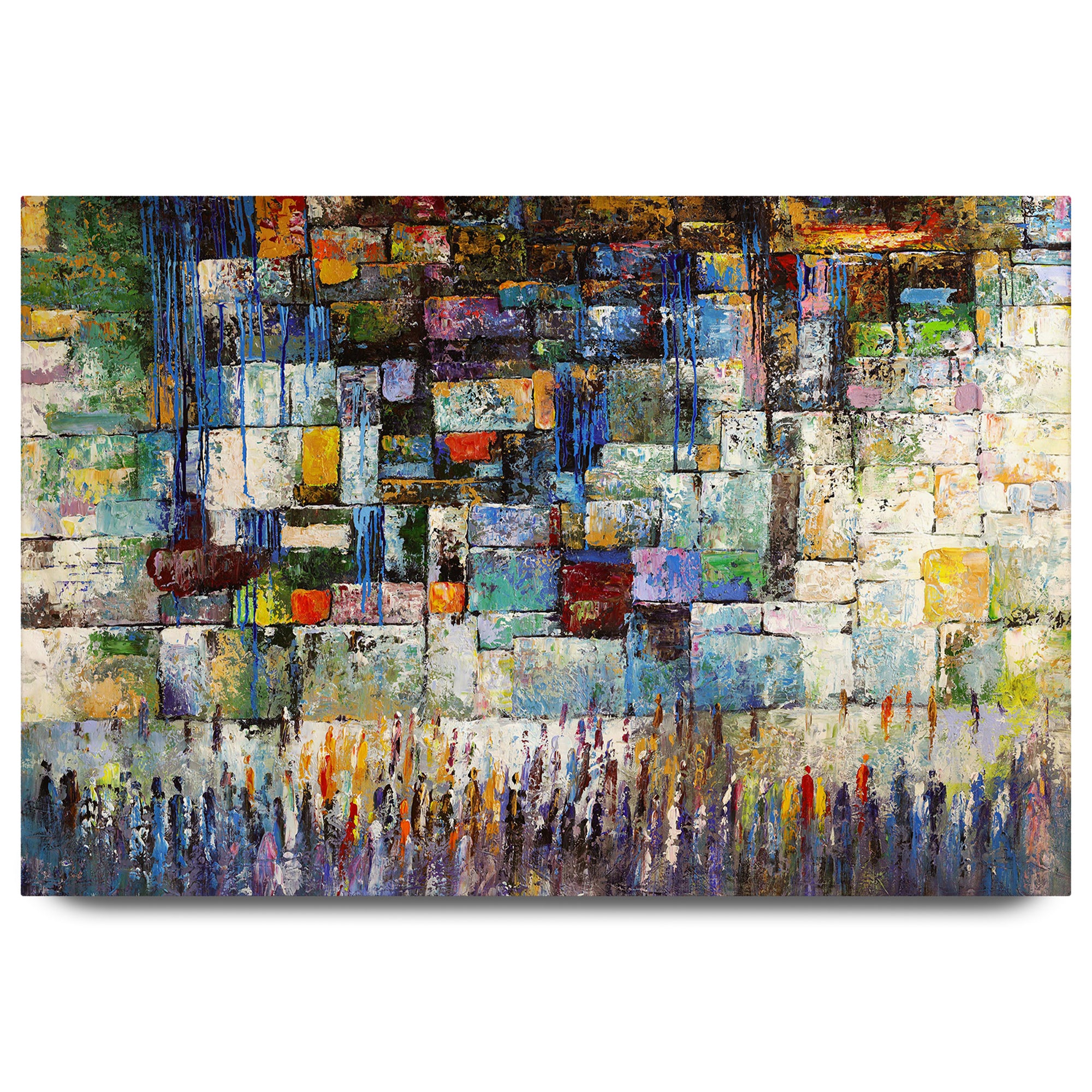 The Western Wall - Colorful Abstract by Yossi Bitton, capturing vibrant Jewish heritage on durable acrylic, ready-to-hang and easy to maintain.