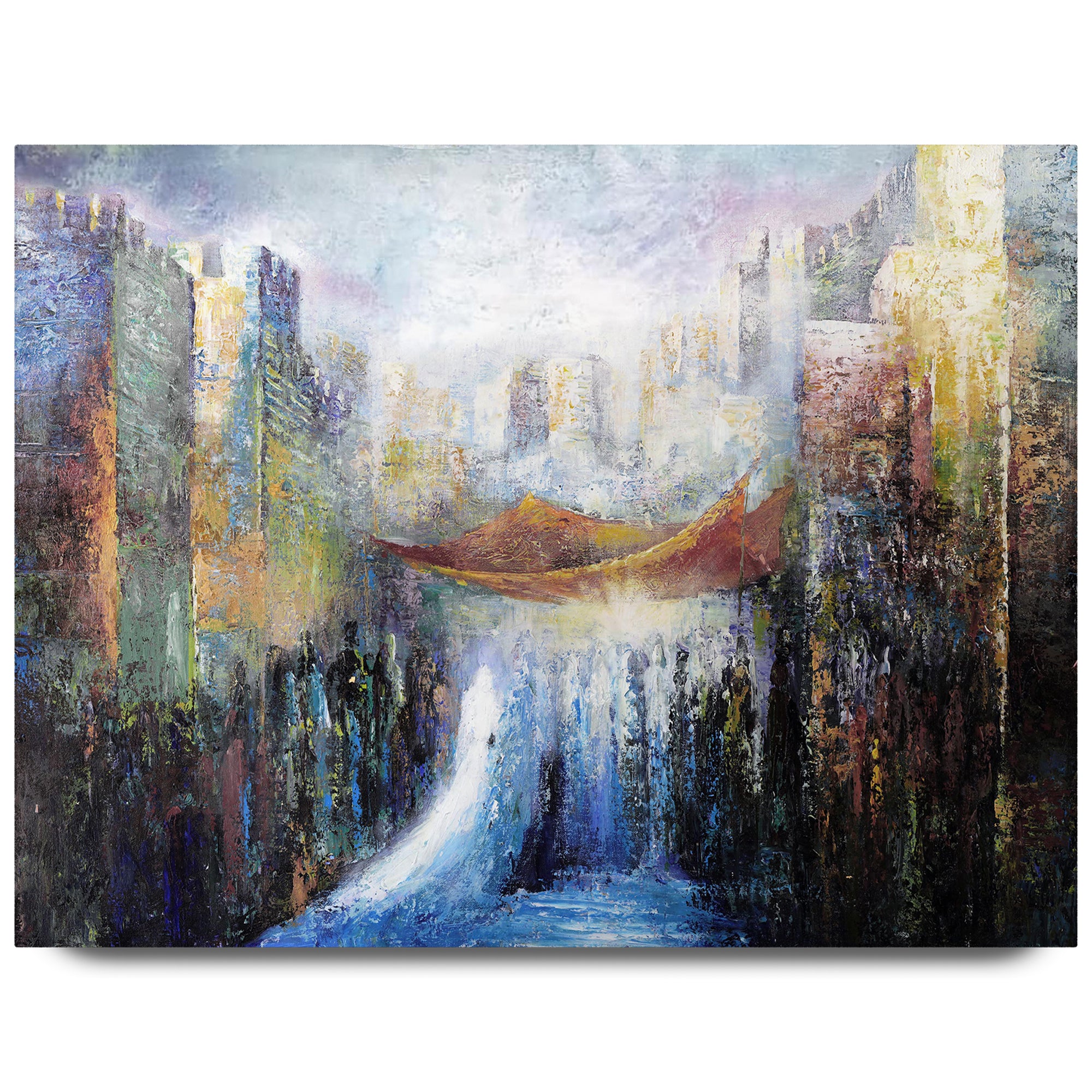 Wedding in Jerusalem - Jewish Chuppa Ceremony Art by Yossi Bitton, depicting a vibrant Jewish wedding in Jerusalem, printed on durable acrylic.