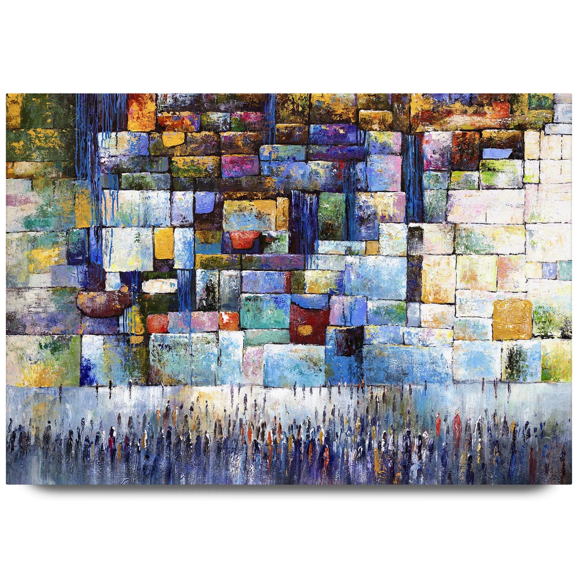 The Western Wall - Colorful Abstract Art Print by Yossi Bitton showcases vibrant, abstract squares, capturing the spiritual essence in modern style.