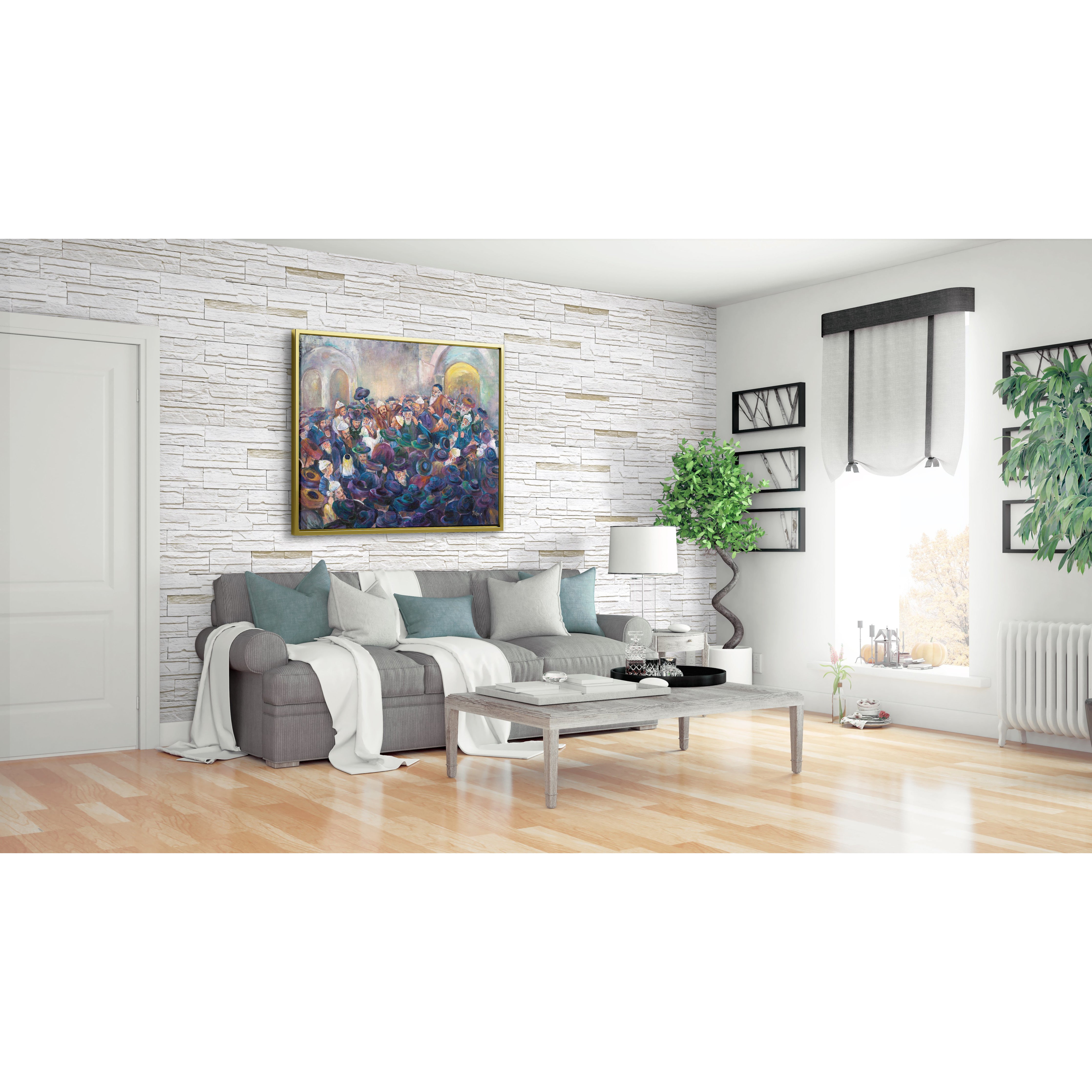 Rabbi Shimon's Lag BaOmer - 35x35 Vibrant Jewish Art depicting a jubilant crowd dancing, embodying Jewish festivities on a large canvas.