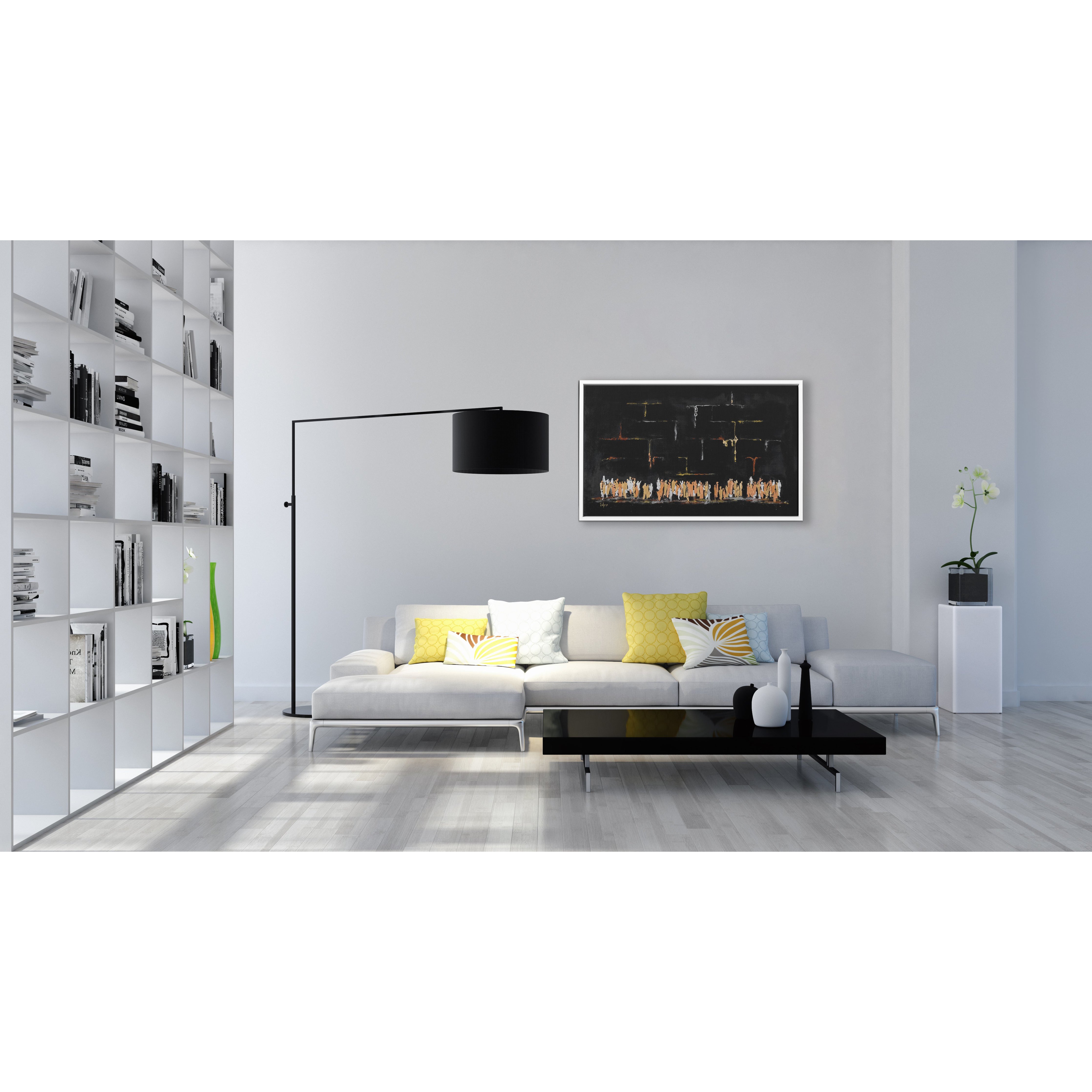 Black Abstract Western Wall Art - 51x31 Modern Judaica Canvas, featuring a striking black design, perfect for contemporary Jewish home decor and art collections.