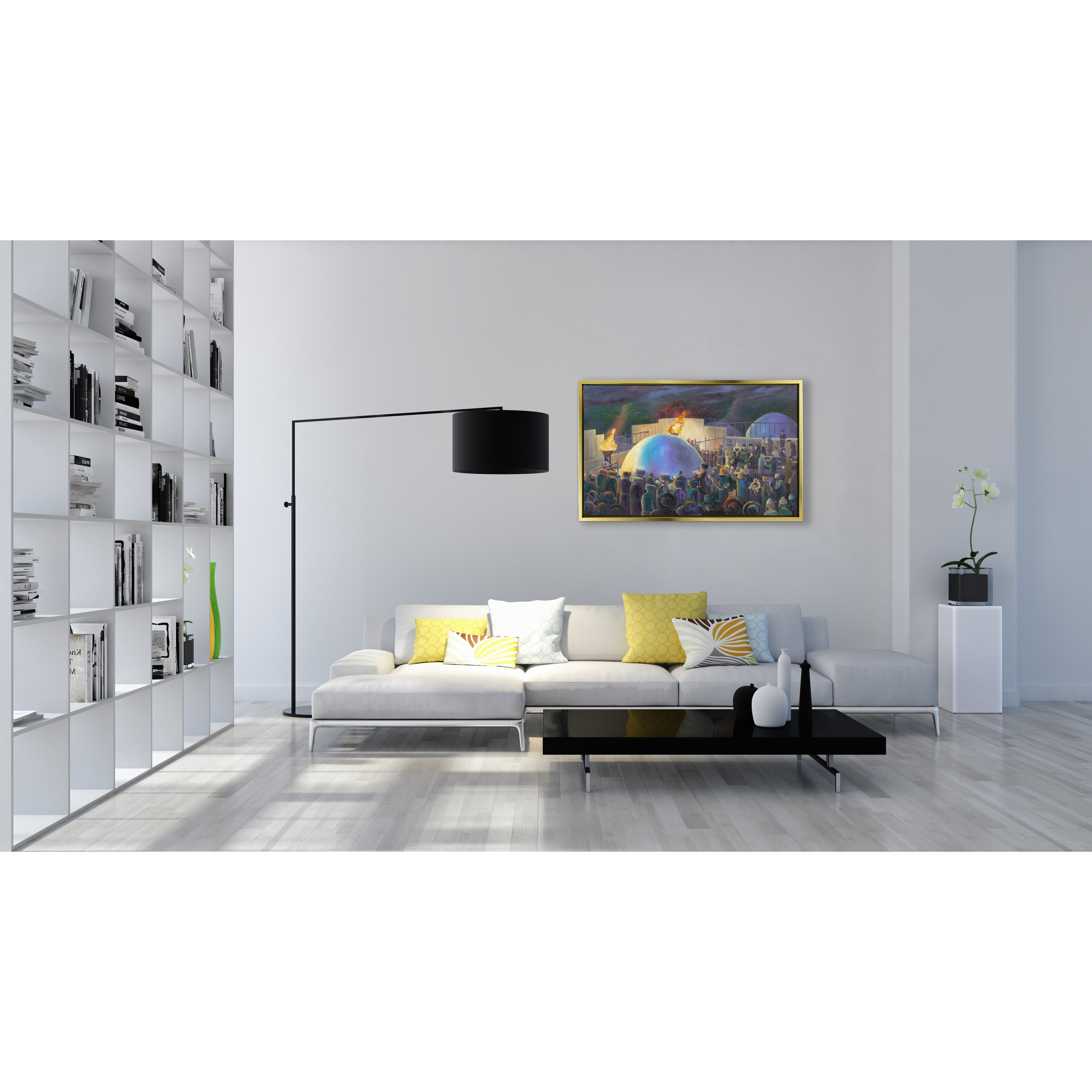 Mount Meron Dance - 40x24\ Rabbi Shimon Bar Yochai Celebration Art, depicting a lively Jewish festival scene with vibrant crowd dynamics in a modern home setting.