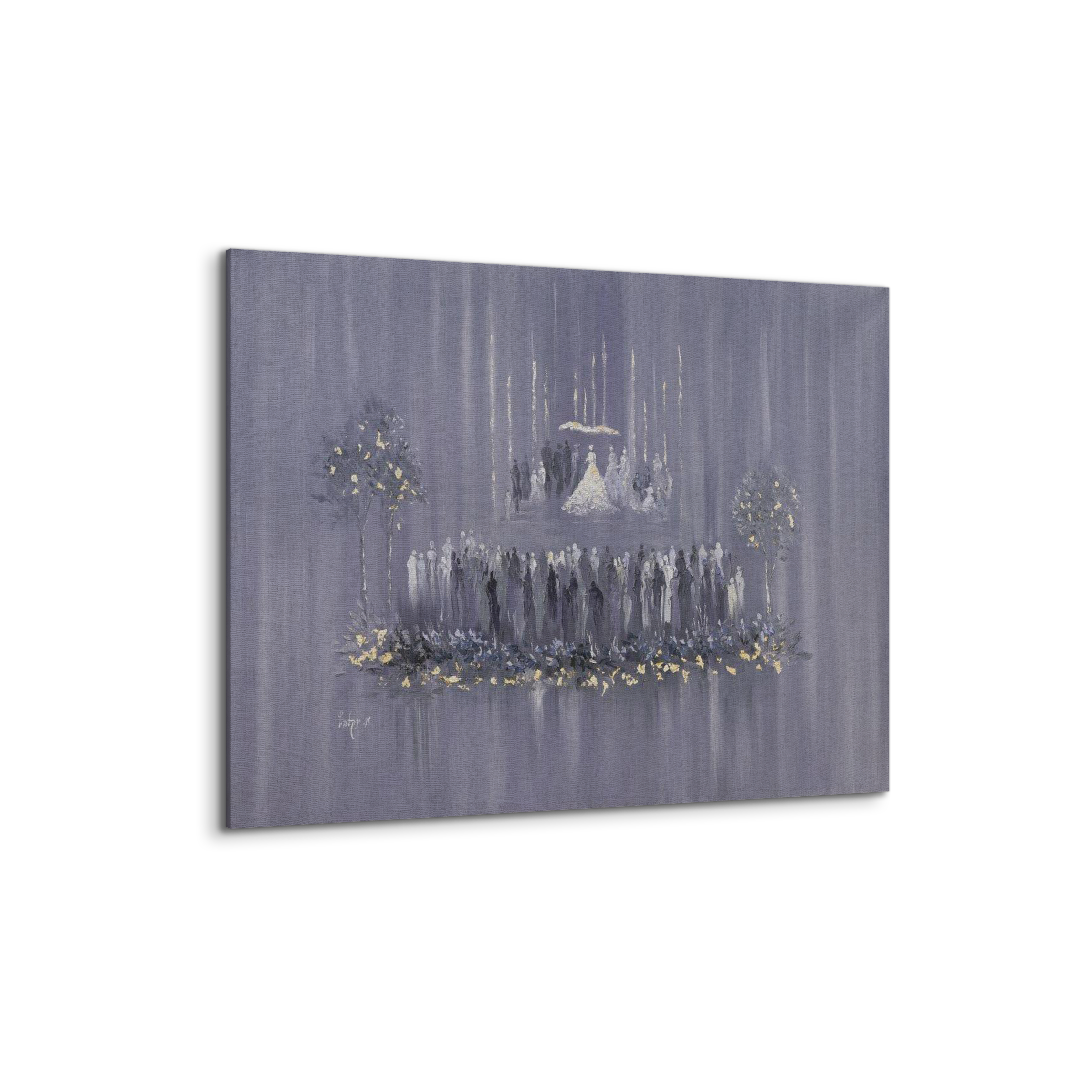 Chuppah Elegance - 40x28 Jewish Wedding Canvas Art depicting a ceremonial wedding canopy, ideal for Jewish home decor or a meaningful wedding gift.