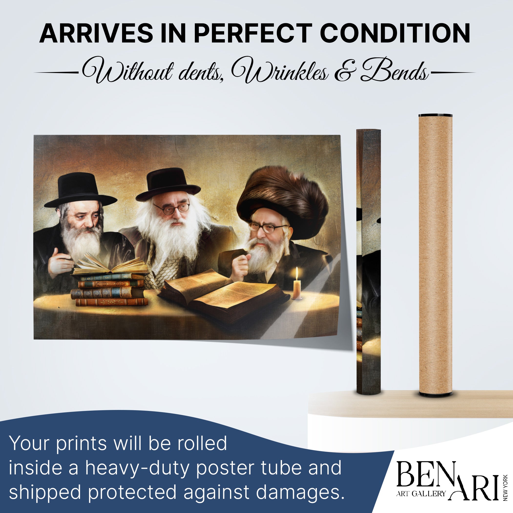 Vizhnitz Rabbis Sukkah Poster featuring Torah study, perfect holiday wall art for Sukkot, arrives undamaged.