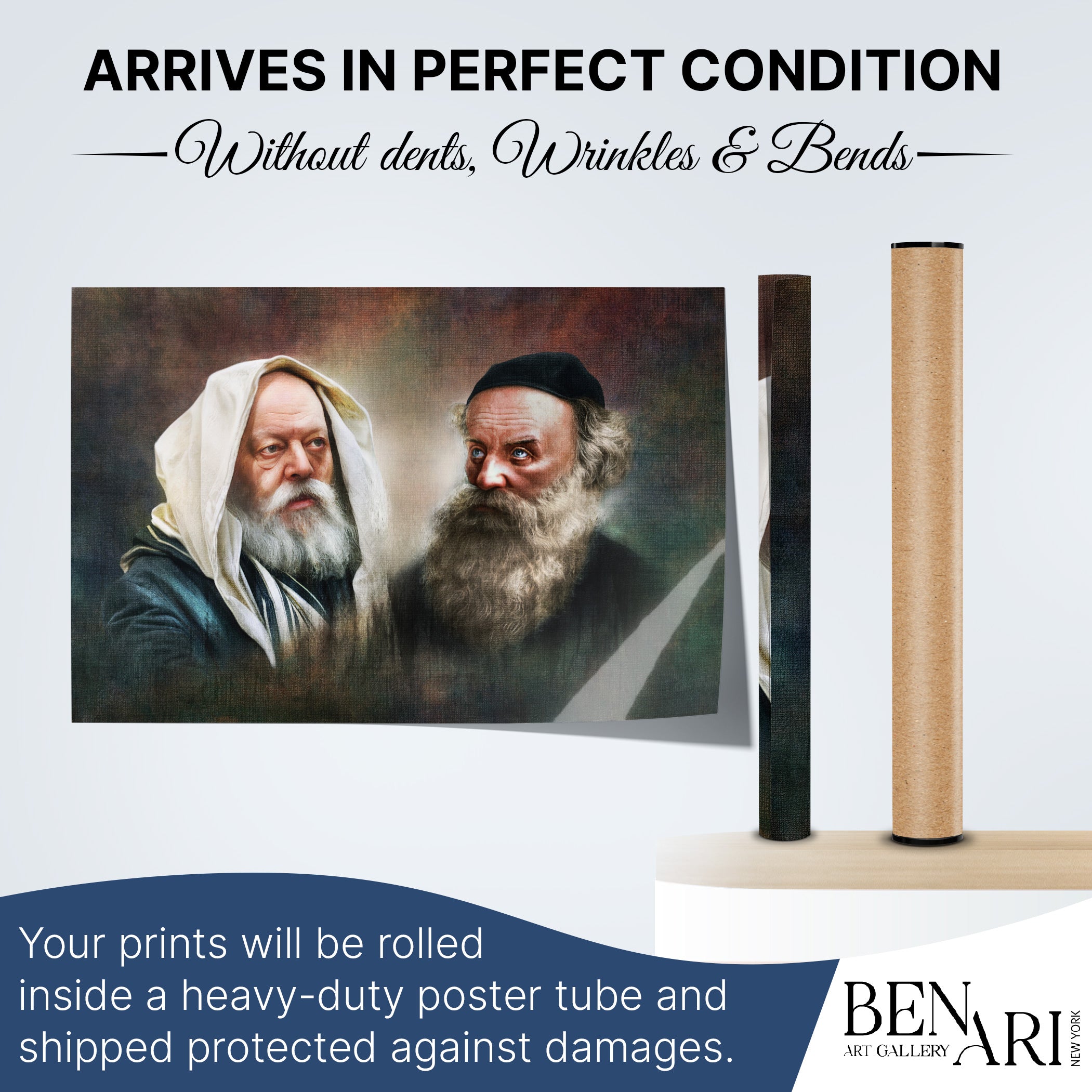 Lubavitch & Alter Rebbe Sukkah poster, perfect Sukkot decor, arrives without dents in sturdy tube.