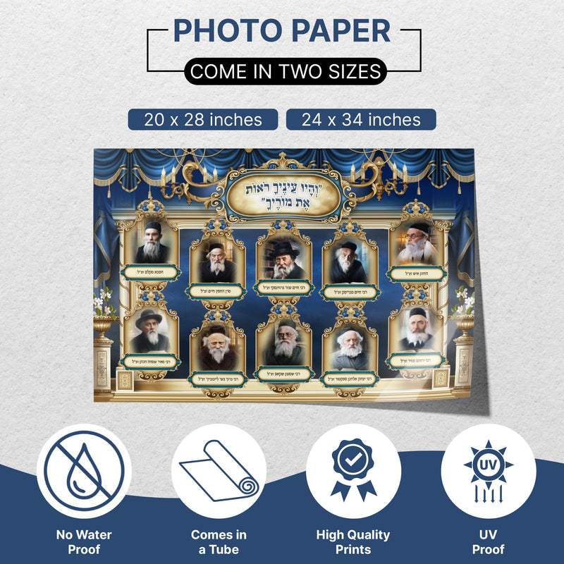 Sukkah Décor - Collection of Ashkenazi Rabbis Portraits - Waterproof & UV-Proof Poster