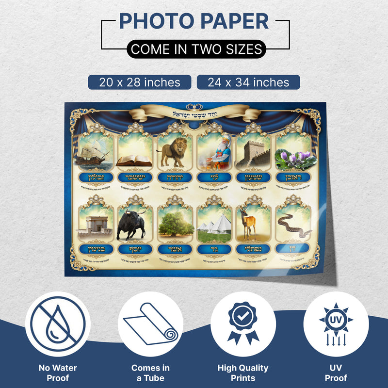Twelve Tribes of Israel Poster - Colorful Tribal Symbols for Sukkah ...