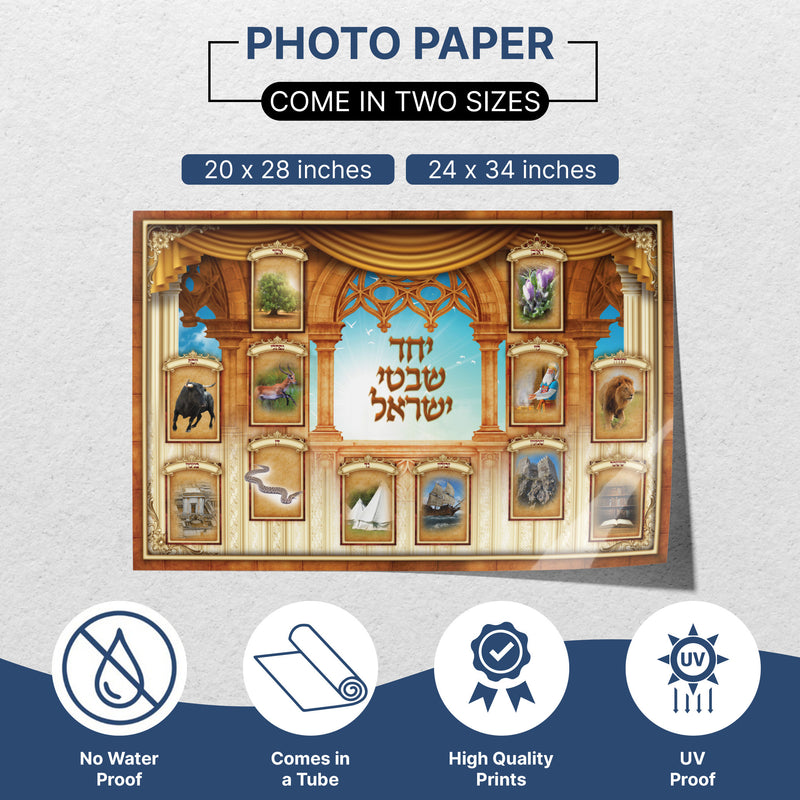 The 12 Tribes of Israel Sukkah Poster | Jewish art | Gift | Israel | Religious Prints | Jewish educational poster | Sukkah decoration - Ben-Ari Art Gallery