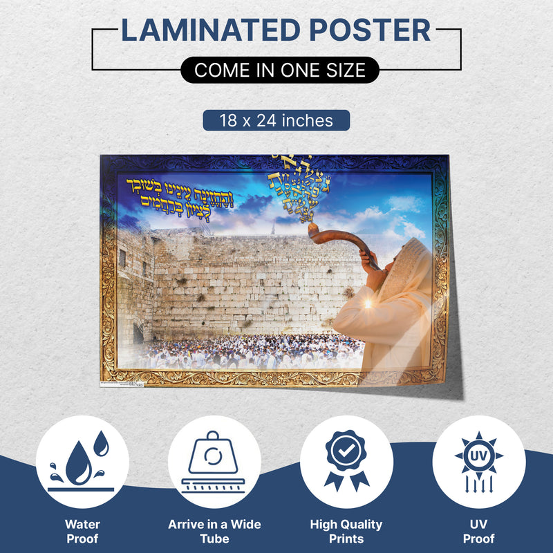 Western Wall Poster - Sacred Jerusalem Landmark for Sukkah Decoration - Ben-Ari Art Gallery