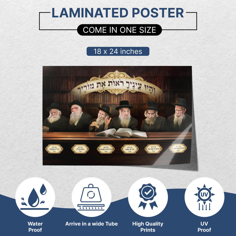 Portrait Collection of Prominent Ashkenazi Rabbis – Sukkah Decoration Poster, Waterproof & UV-Proof