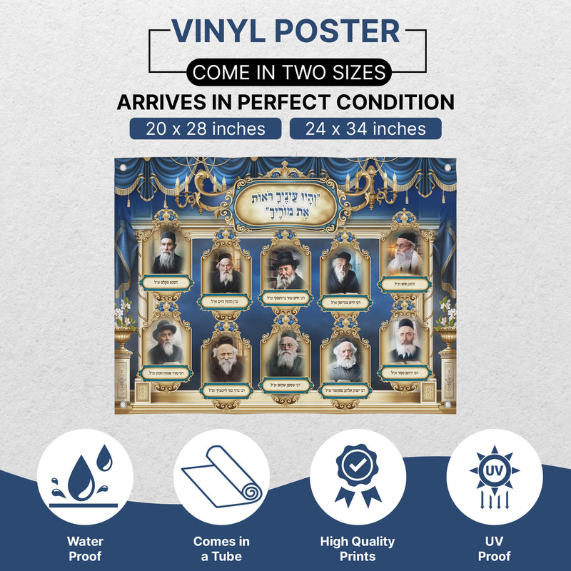 Sukkah Décor - Collection of Ashkenazi Rabbis Portraits - Waterproof & UV-Proof Poster