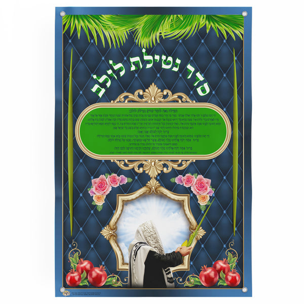 Seder Netilas Lulav Sukkah Poster | Jewish art | Gift | Israel | Religious Prints | Jewish educational poster | Sukkah decoration - Ben-Ari Art Gallery