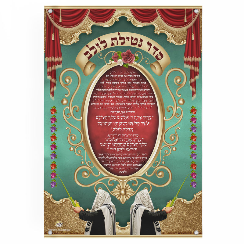 Seder Netilat Lulav Sukkah Poster | Jewish art | Gift | Israel | Religious Prints | Jewish educational poster | Sukkah decoration - Ben-Ari Art Gallery