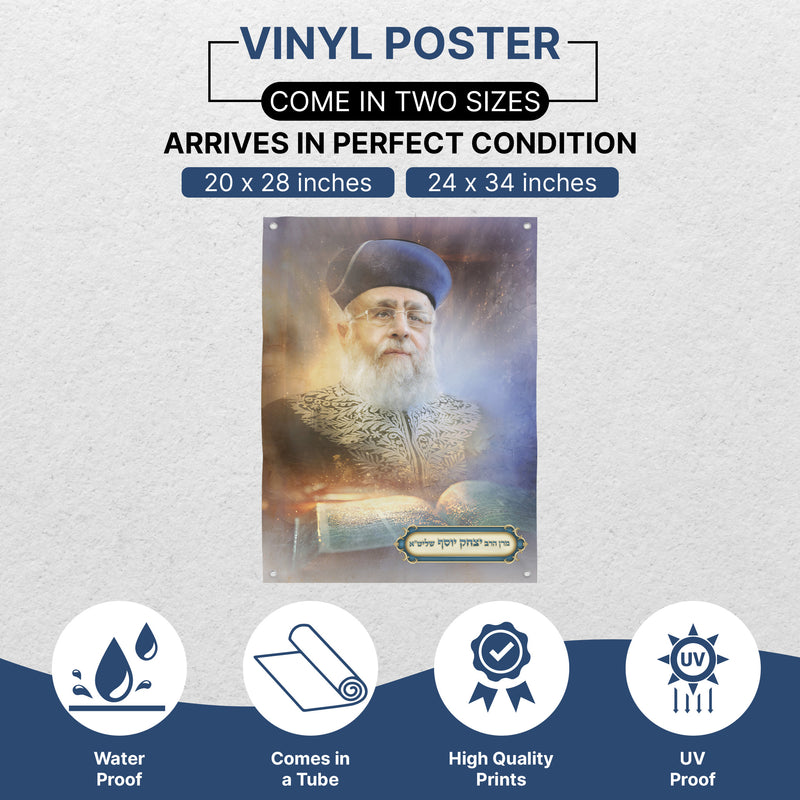 Sukkah Decoration – Portrait of Rabbi Yitzhak Yosef in a poster format, ideal for enhancing Sukkah ambiance with traditional Jewish reverence.