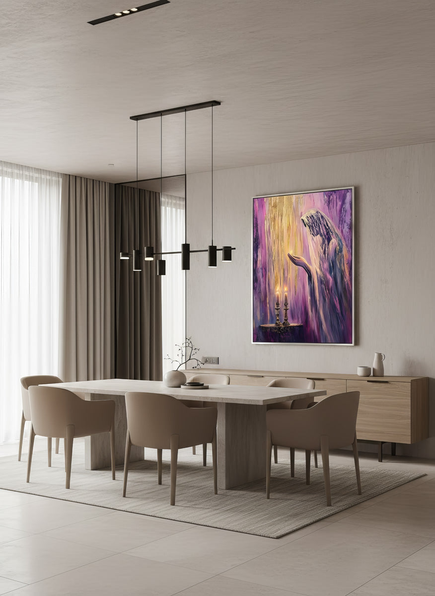 Light of Shabbat Modern Jewish Candle Lighting Wall Art Print