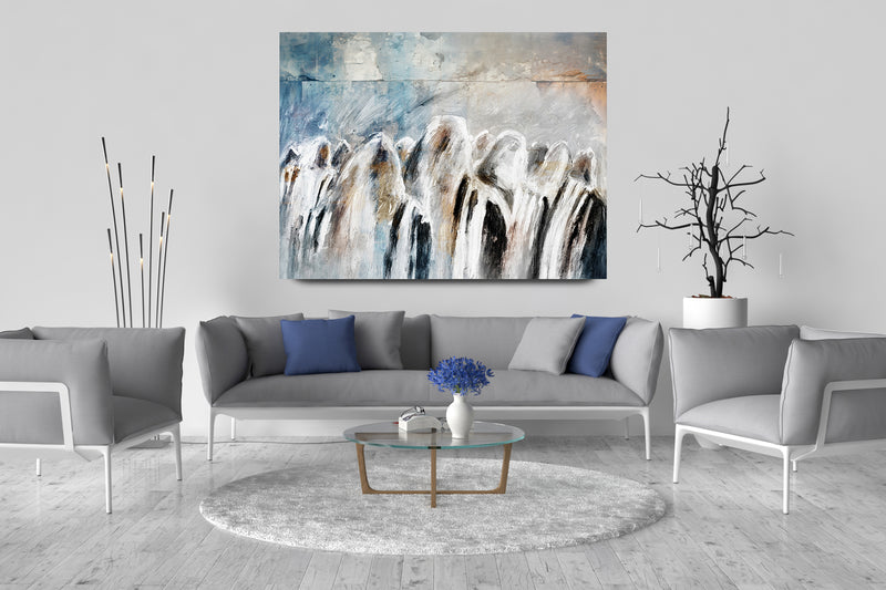 Morning Devotions, Contemporary Jewish Wall Art of Shacharit at the Western Wall by Avigdor Ben-Ari - Ben-Ari Art Gallery