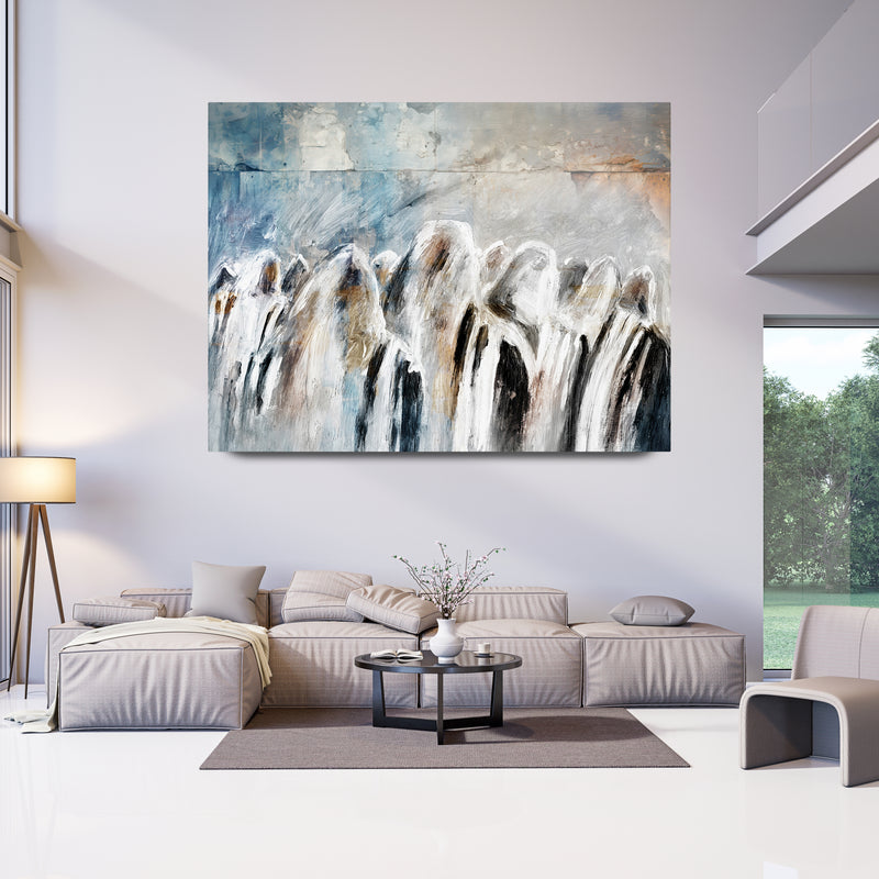 Morning Devotions, Contemporary Jewish Wall Art of Shacharit at the Western Wall by Avigdor Ben-Ari - Ben-Ari Art Gallery