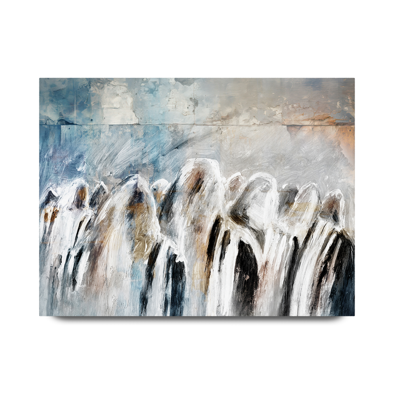 Morning Devotions, Contemporary Jewish Wall Art of Shacharit at the Western Wall by Avigdor Ben-Ari - Ben-Ari Art Gallery