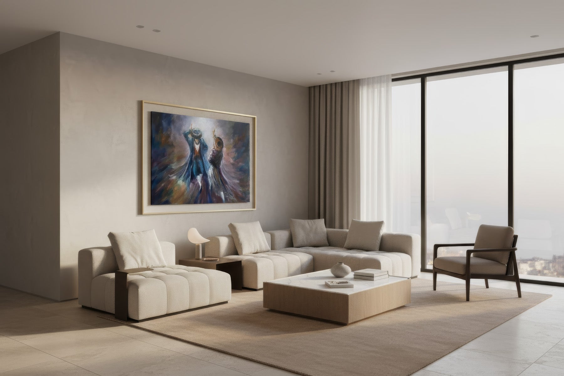 Modern Jewish Dancing Wall Art - Contemporary Judaica Art of Joy