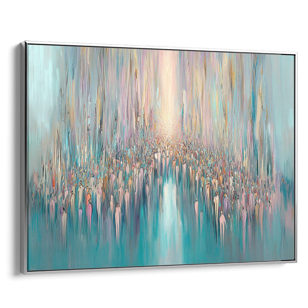 Abstract contemporary Jewish art depicting the biblical sea crossing, ideal for Judaica wall decor.