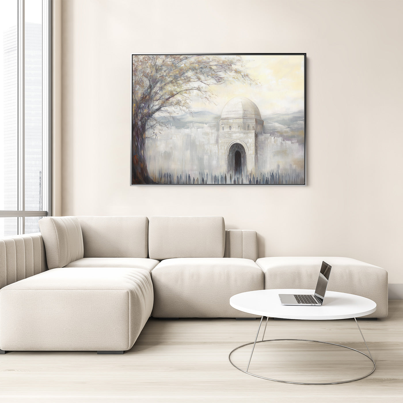 Contemporary Jewish artwork of Rachel’s Tomb, ideal Hebrew wall decor for modern living spaces.