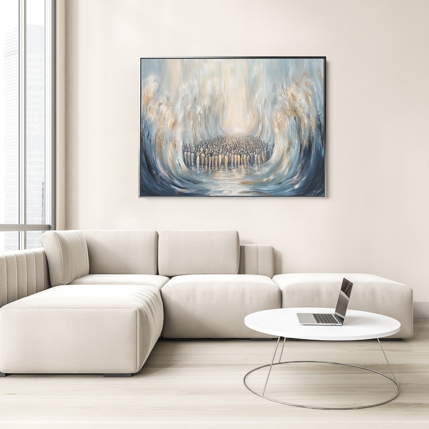 Contemporary Jewish artwork depicting Red Sea Crossing, ideal Hebrew wall decor and religious Judaica prints.