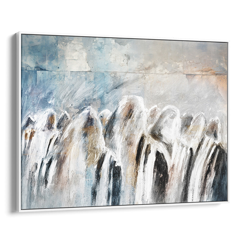 Contemporary Jewish wall art depicting Shacharit at the Western Wall by Avigdor Ben-Ari, religious decor.