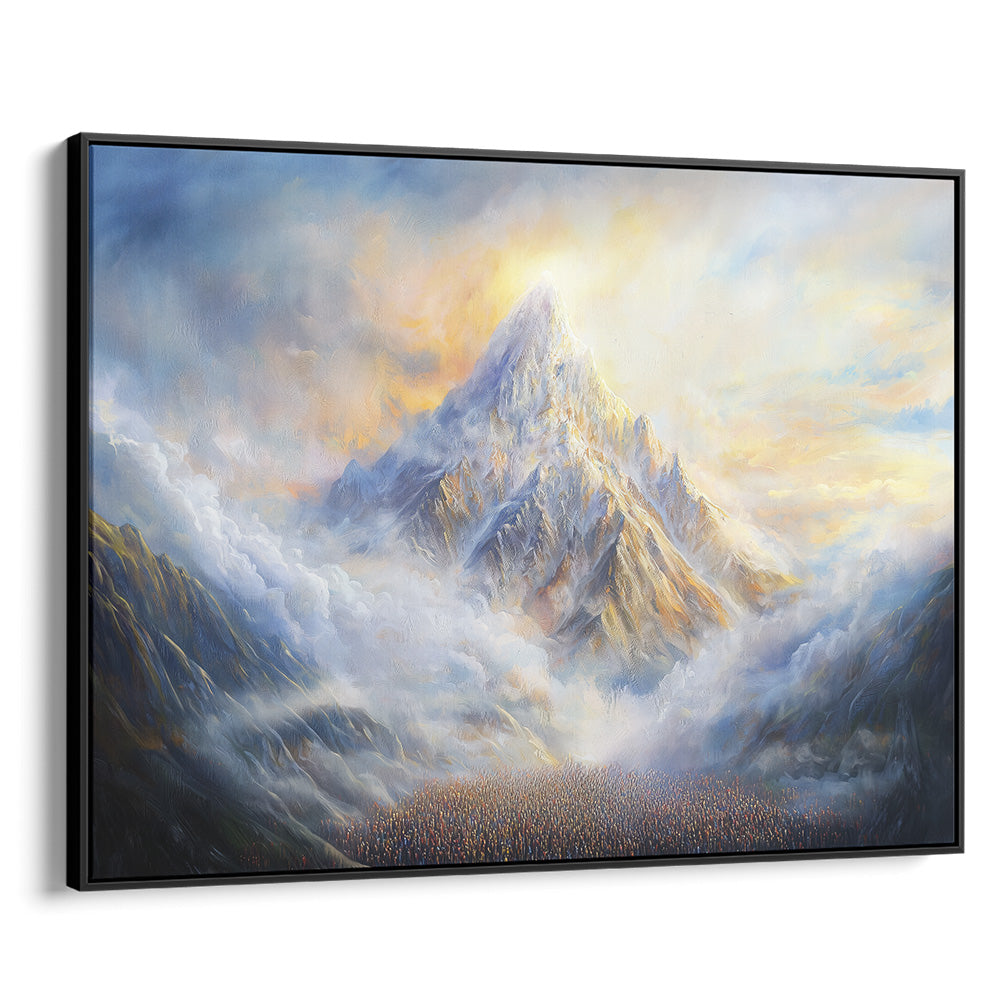 Mountain scene from "Revelation at Sinai" by Avigdor Ben-Ari, capturing Jewish art and Judaica themes.