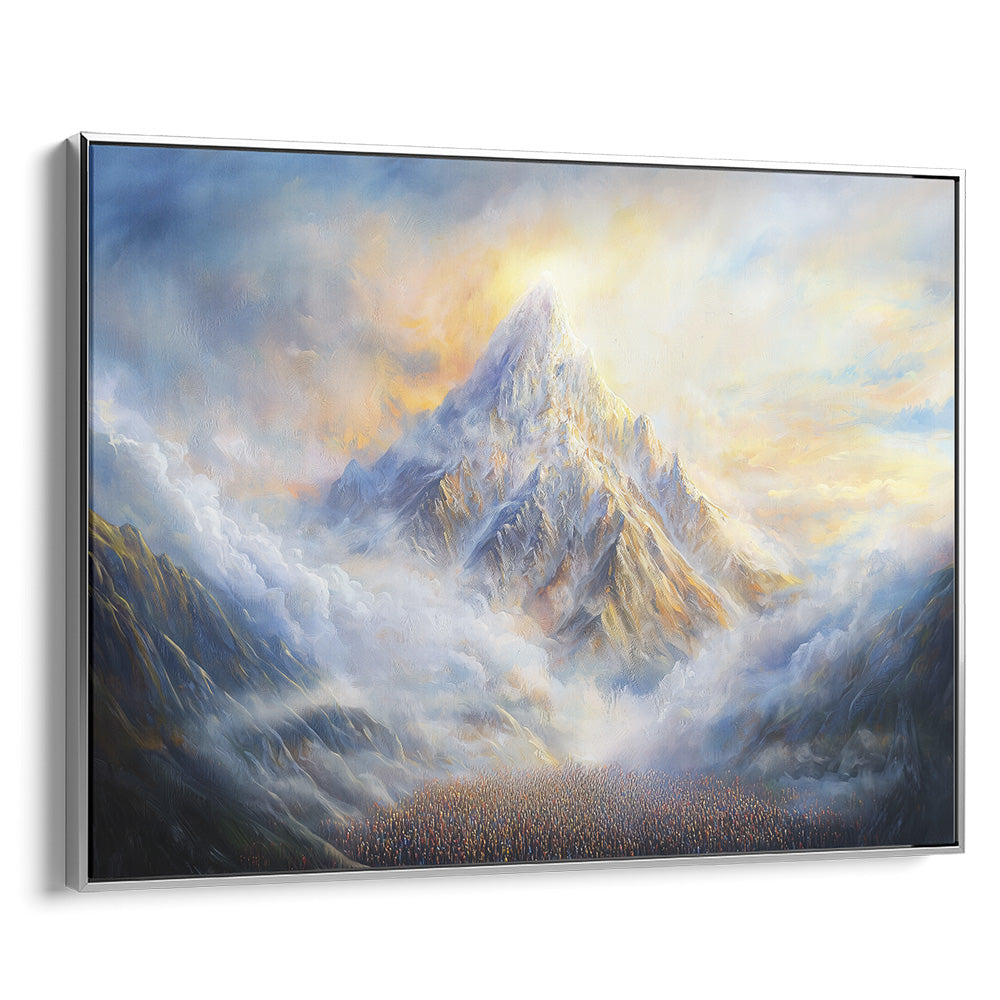 Mountain scene from Revelation at Sinai, contemporary Jewish artwork, religious Judaica print by Avigdor Ben-Ari.