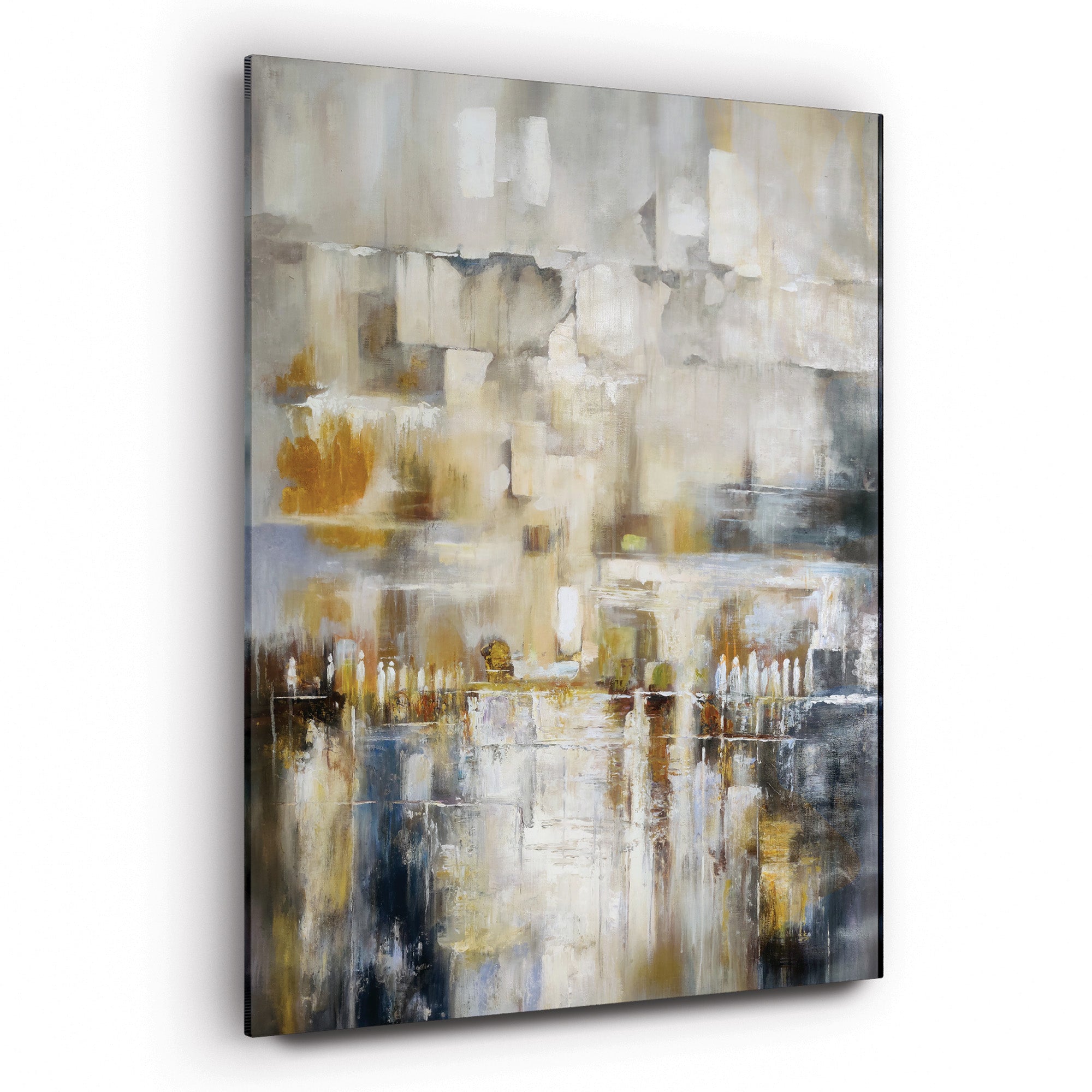 Abstract painting titled The Western Wall - Abstract Jerusalem Art by Yossi Biton, depicting Jerusalem's spiritual essence with modern art elements.