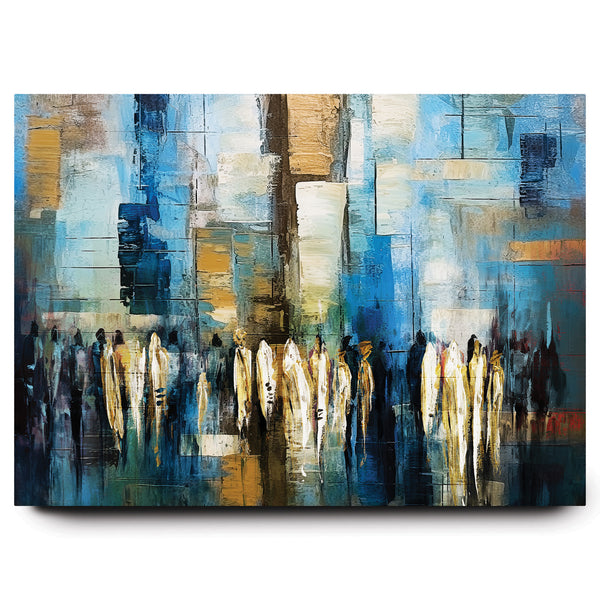 Western Wall - Blue and Gold Abstract Art by Avigdor Ben-Ari