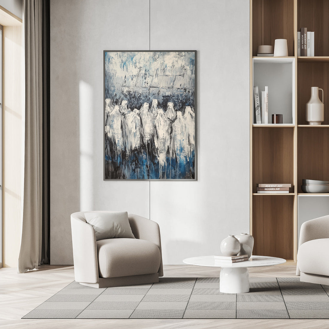 People Praying by the Western Wall in Jerusalem – Jewish Wall Art by Avigdor Ben-Ari
