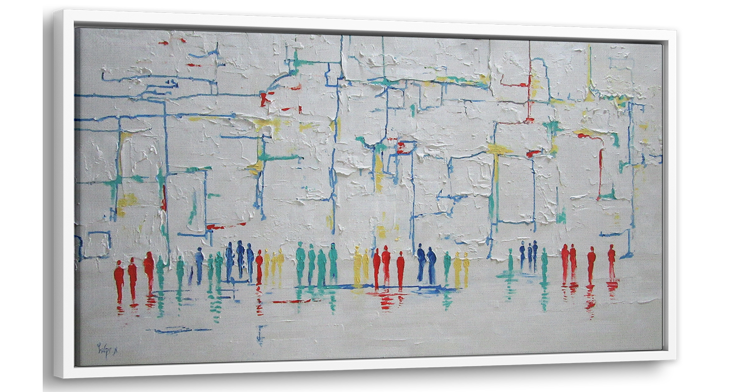 Colorful Western Wall painting – 51x24 modern Jewish canvas art
