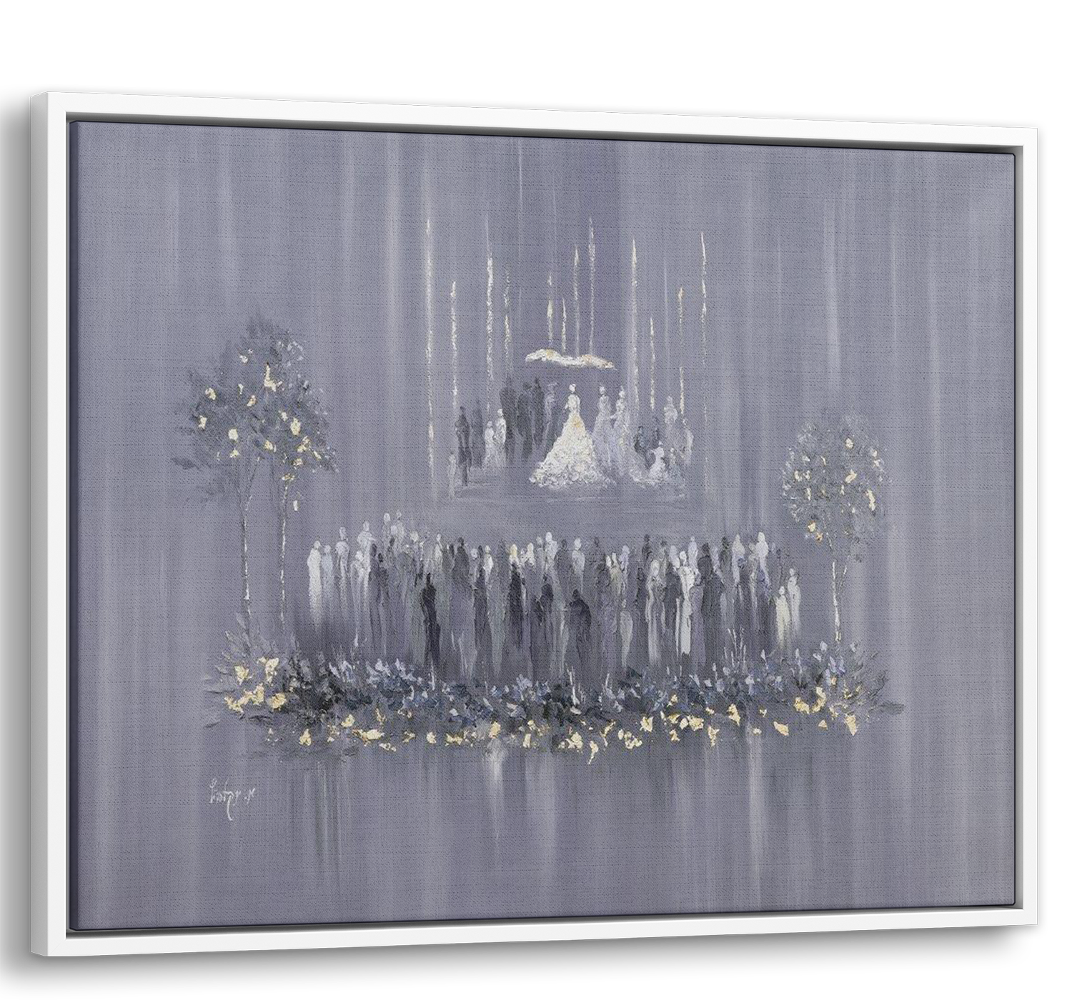 Chuppah Elegance – 40x28 Jewish wedding canvas art with traditional ceremony