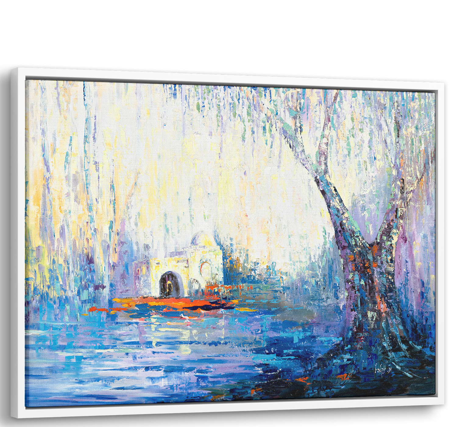 Rachel's Tomb Abstract, Blue & White Modern Judaica, contemporary Jewish art collections.