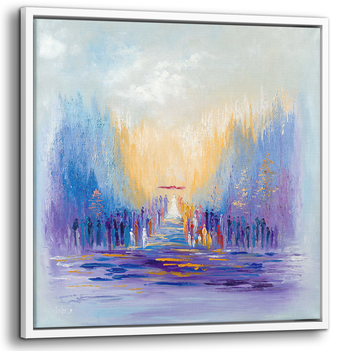 35x35 colorful Chuppah painting – modern Jewish wedding Judaica art